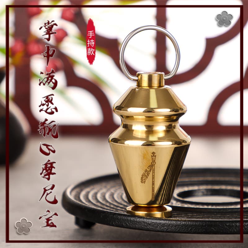 Compassionate prayer wheel pure copper ornament, paper scriptures handheld Avalokiteshvara mantra for safety, brass brass crafts.