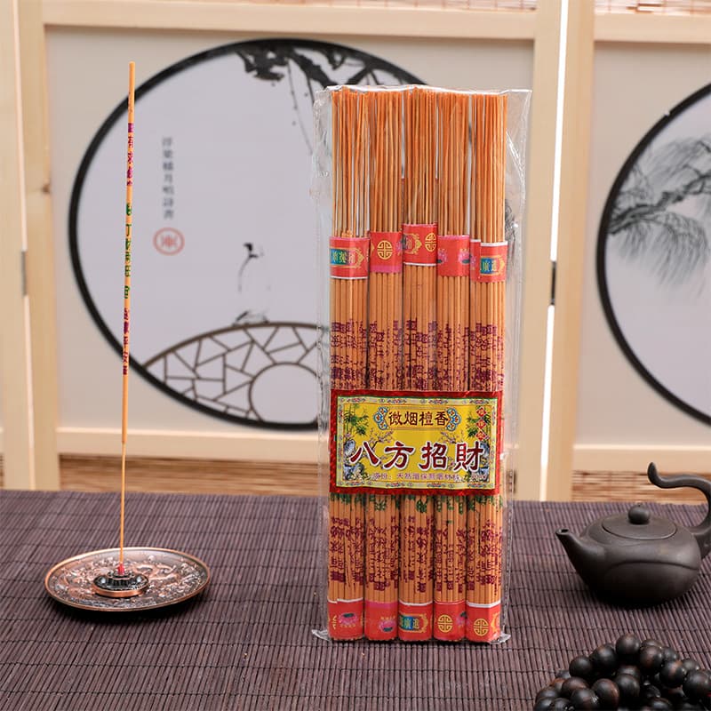 Bagged Incense with Red, Gold, and Hot-Stamped Characters on Bamboo Sticks, Prayer Buddha Incense, Offering Incense for Home Worship