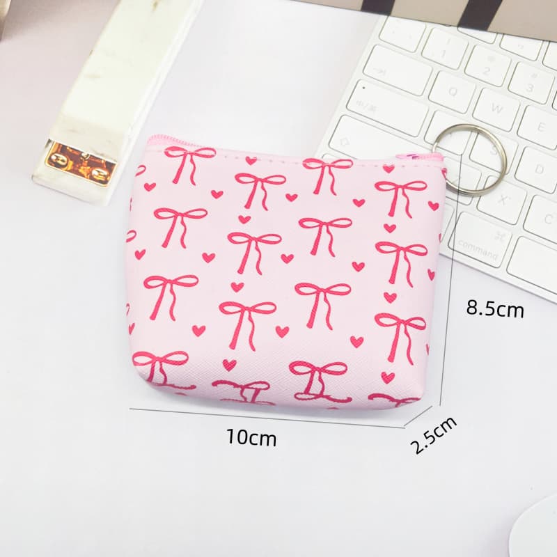 New Coin Purse Mini Wallet with Love Bow, Fresh and Stylish Crossbody Handbag for Daily Use