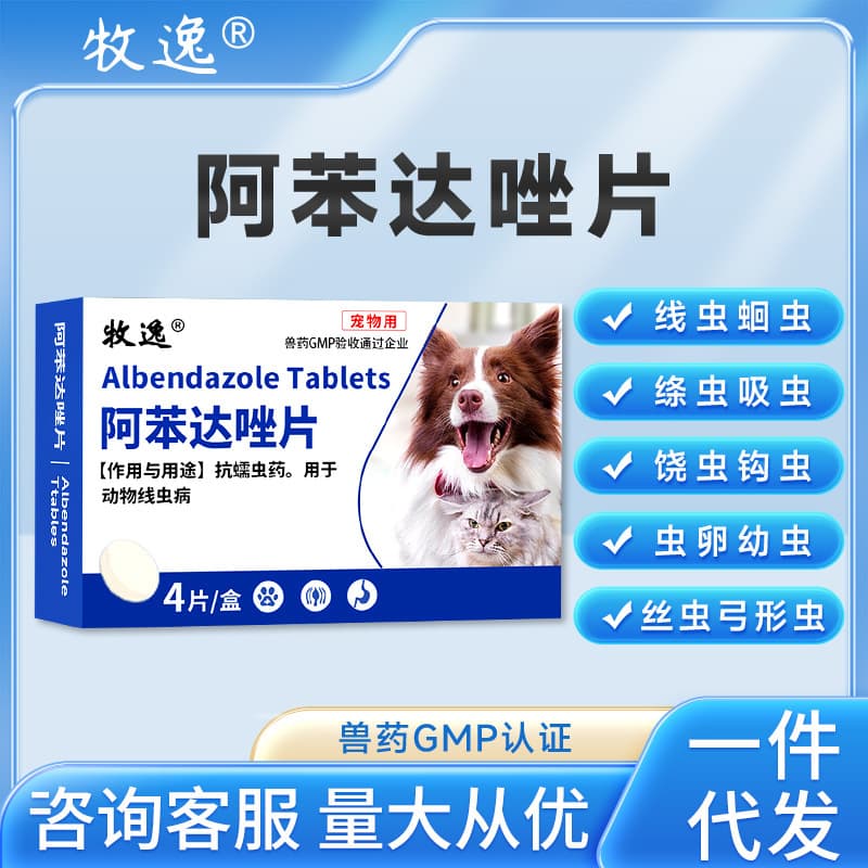 Albendazole Tablets for Dogs and Cats - Internal Dewormer for Roundworms, Hookworms