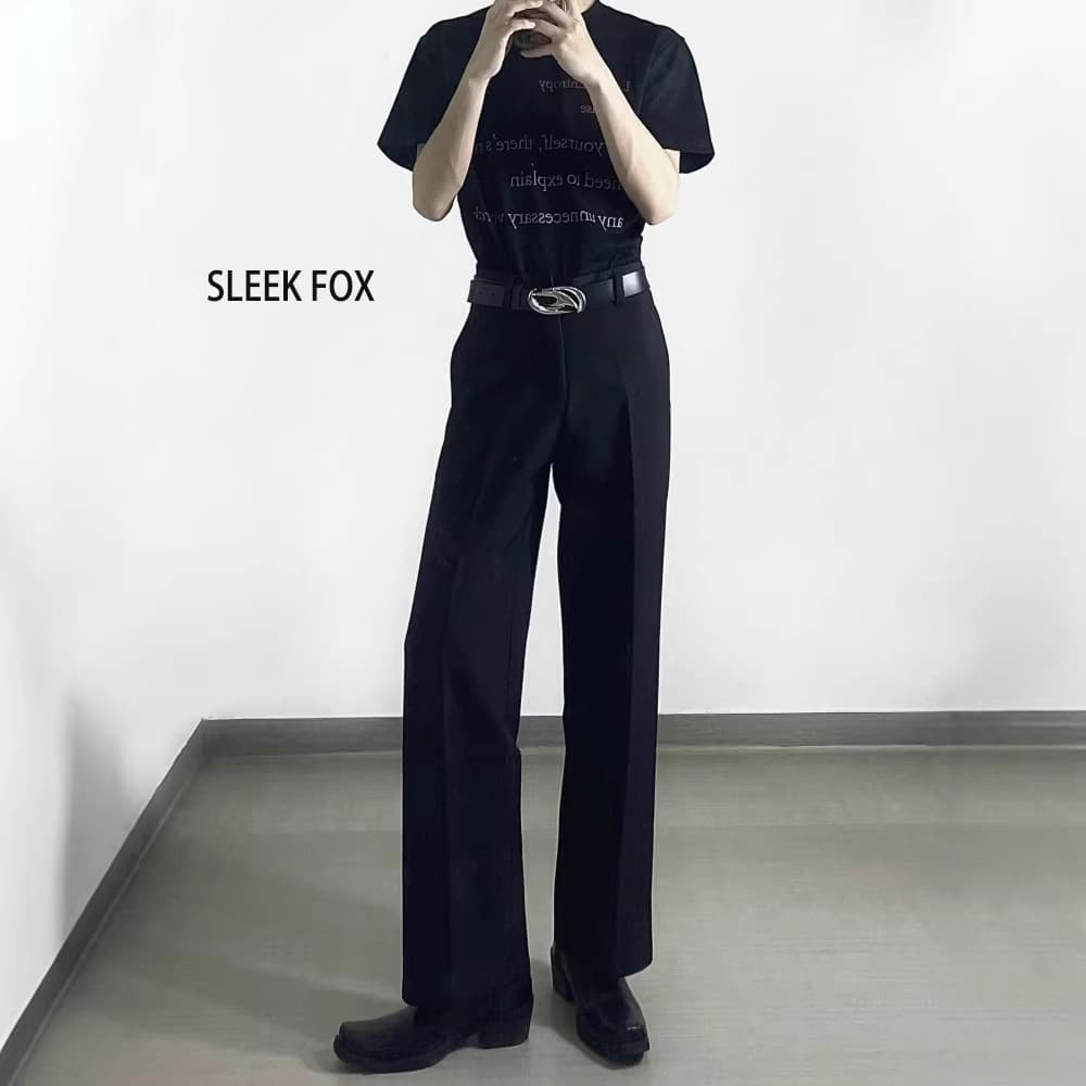 New black micro-flared trousers American style draped high-end scimitar trousers men's non-iron anti-wrinkle casual suit trousers