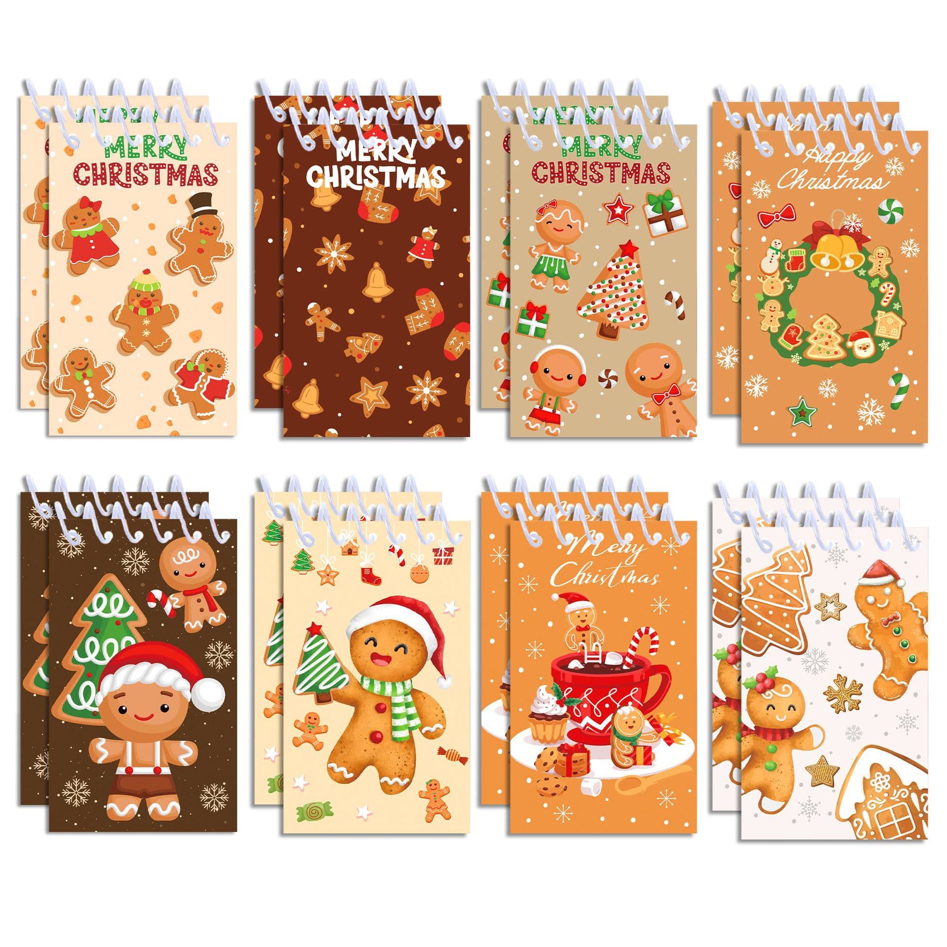 XQ026 Gingerbread Man Christmas Vertical Flip Portable Spiral Notepad, Tear-off Loose-leaf Paper Notebook