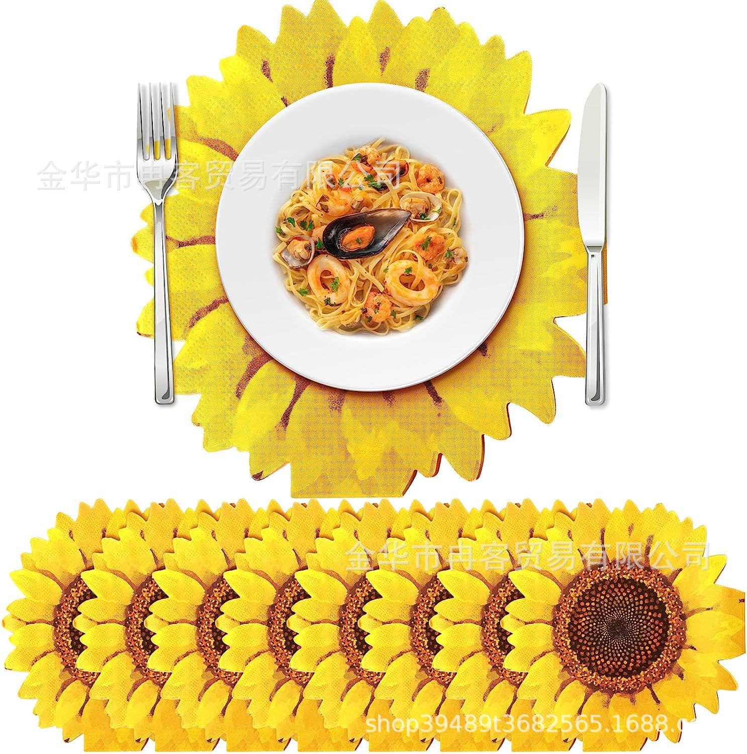Sunflower tissues, festive and wedding-themed napkins, 16pcs irregularly shaped tissues