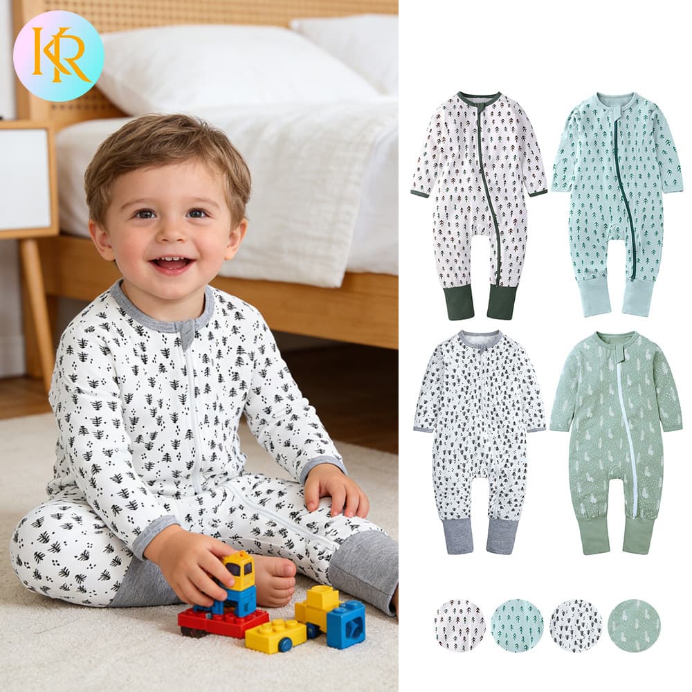 New Summer Baby Romper Long Sleeve Home Crawling Suit with Hand and Foot Cover Wholesale Baby Air Conditioning Suit
