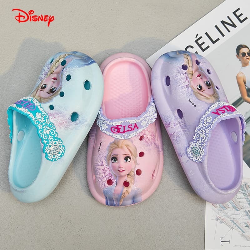 Disney Princess Croc Shoes Summer Bath Non-Slip Children's Slippers Girls Indoor Cartoon Cute Closed-Toe Sandals