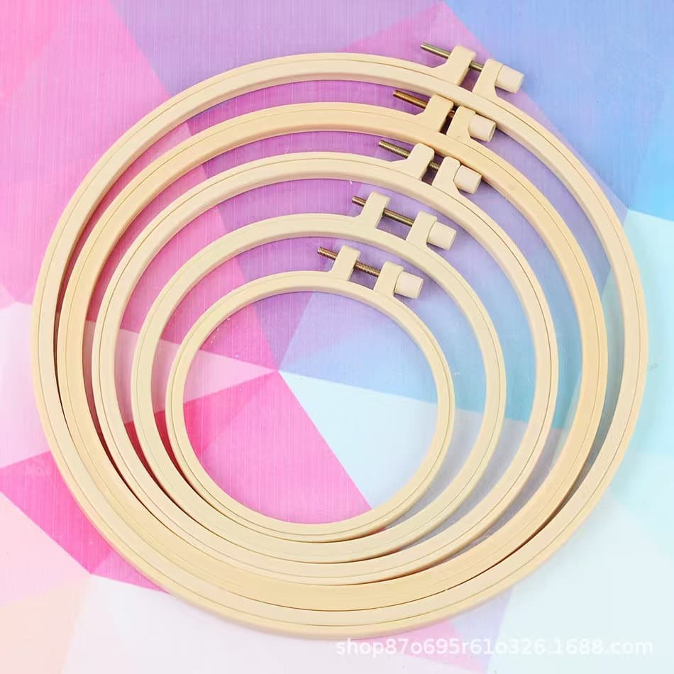 Embroidery Hoop DIY Plastic Cross Stitch Hoop Tool Imitation Bamboo Embroidery Frame for Punch Needle