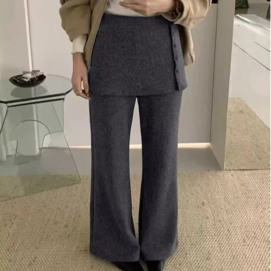 (Fleece and thickened) Korean fart curtain pants for women 2025 winter new style fashionable and slim slim-flared trousers