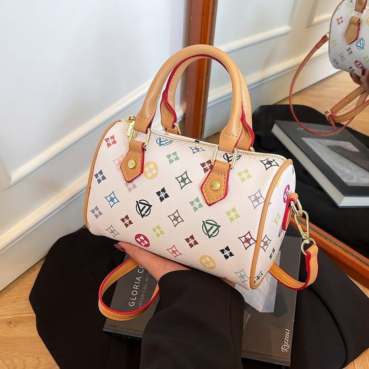 Cross-border New Women's Boston Bag Pillow Bag Classic Monogram Simple Fashion Versatile Handheld Crossbody Shoulder Bag