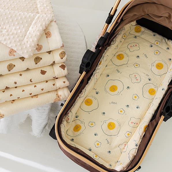 3D Plush Dot Baby Stroller Pad, Specialized for Strolling, Crinkle Fabric Plush Dot, Autumn/Winter Thick Warmth Stroller Cotton Pad