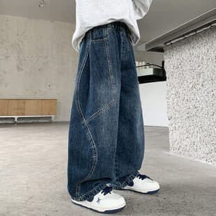 Boys Pants Spring and Autumn 2026 New Style Kids Autumn Jeans for Older Boys Fall Curved Blade Long Pants Trendy