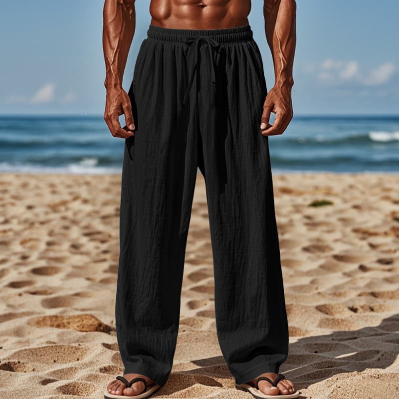Cross-border Amazon EU/US Classic Linen Loose Quick-Dry Breathable Casual Pants for Men in Multiple Colors
