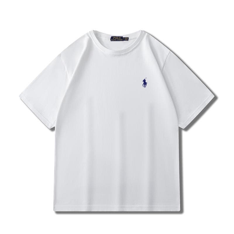 Cross-border Trade Pony Logo Polo Shirt Summer Men's Plus Size Loose Solid Color Pure Cotton Embroidered Short Sleeve T-Shirt