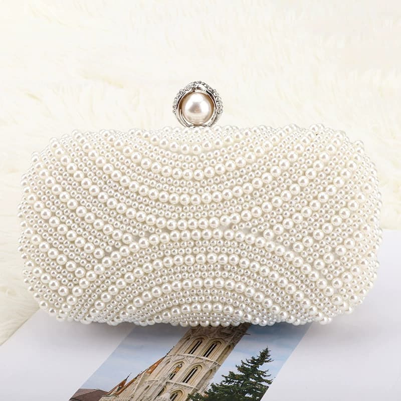 European and American Pearl Evening Bag, Elegant Lady Cheongsam Evening Purse, Crossbody Chain Bag, Clutch Pearl Formal Bag