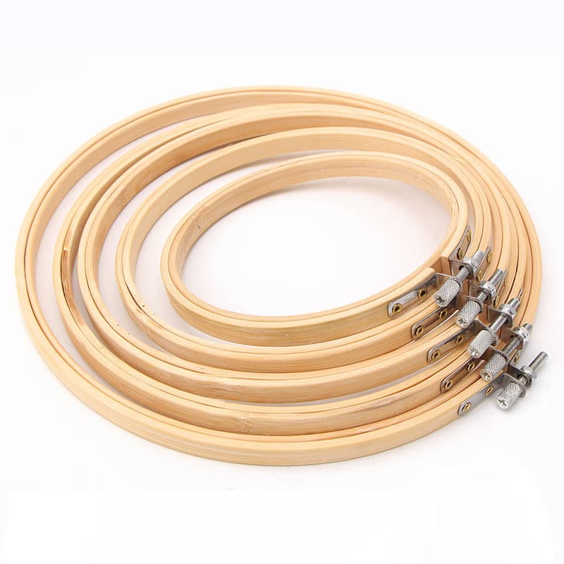 Embroidery Hoop Bamboo Frame Cross Stitch Stand DIY Tool Round Embroidery Stretcher Wooden Hoop Support