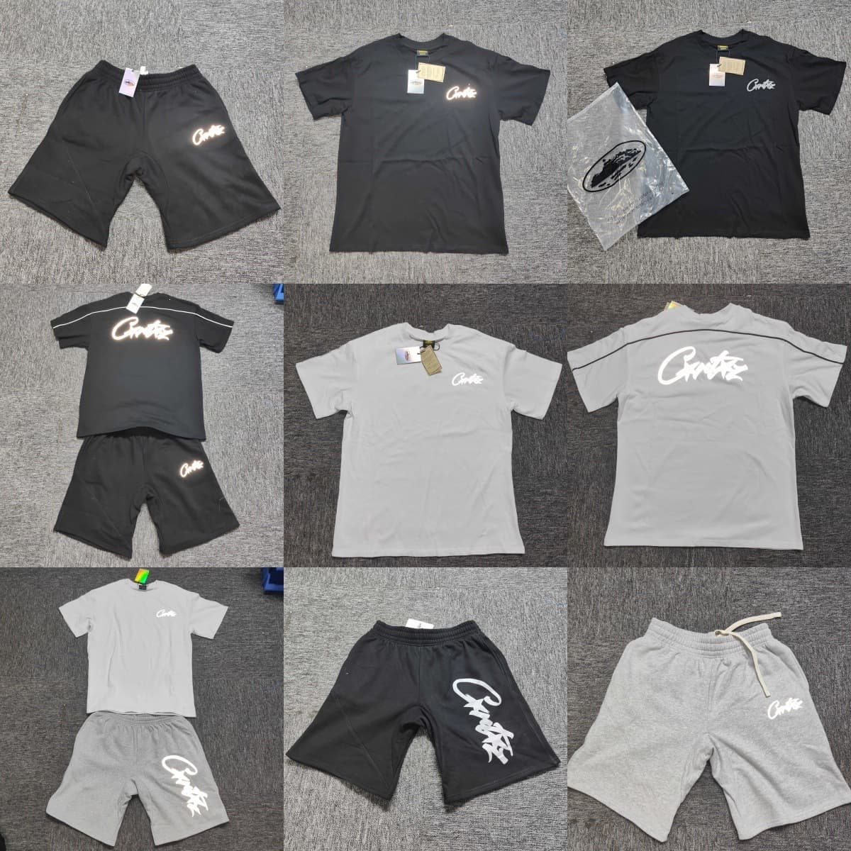 New Corteiz Summer New Arrival Alcatraz Reflective Letter Men's and Women's Shorts and T-Shirt Set