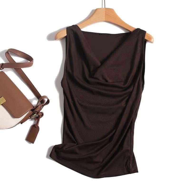 BM&MD&ZA Early Autumn New Women's Elegant Fashionable Commute Fitted Draped Neck T-Shirt 06833517700