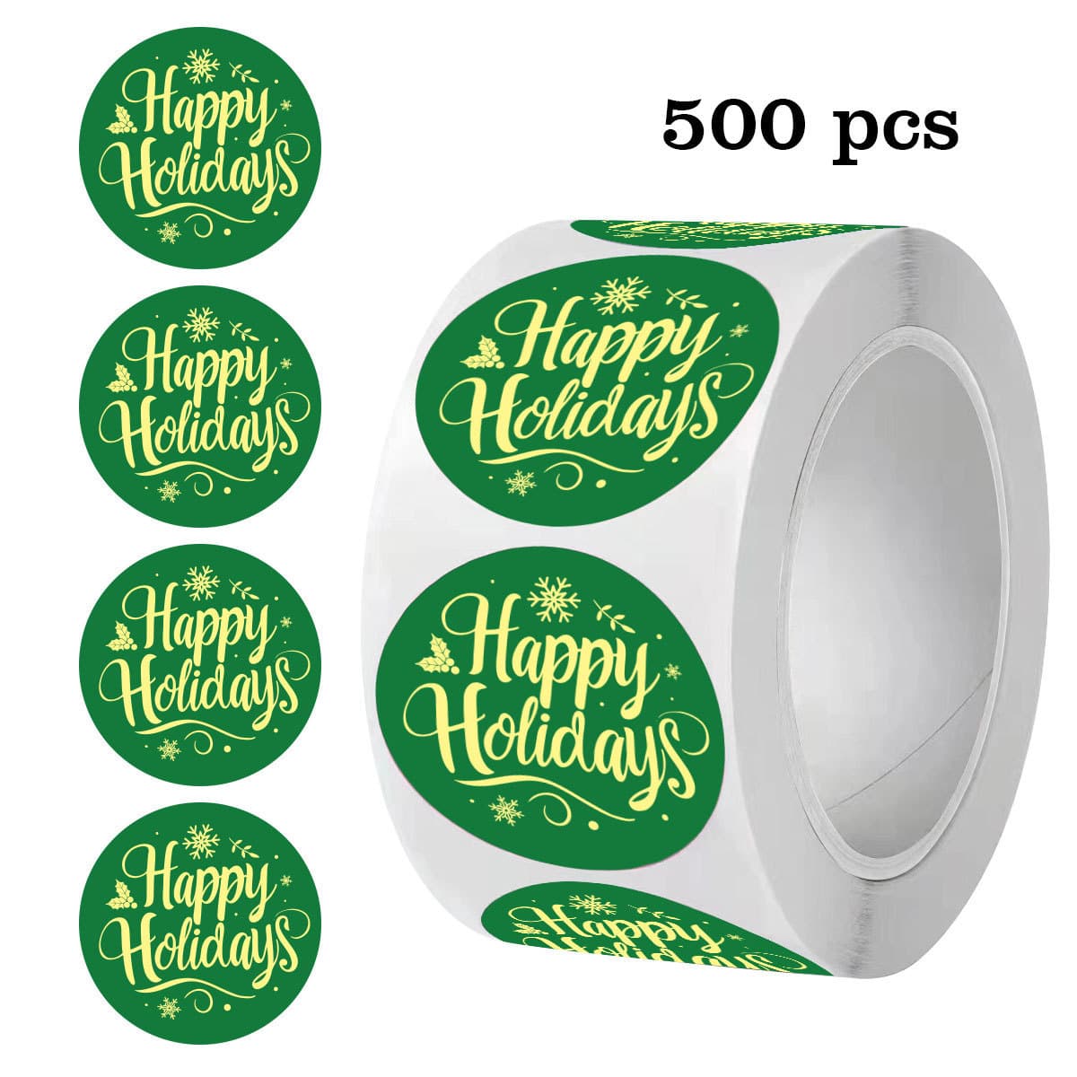 500 stickers/roll New Year Happy Sticker Roll Holiday Round Label Stickers Cake Baking Gift Box Label Seal Stickers