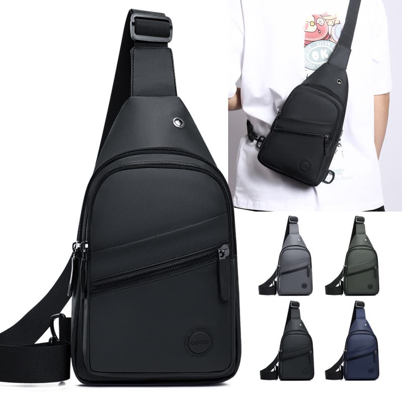 New men's shoulder bag, waterproof, multi-layered, casual sports chest bag, cycling and running multi-purpose crossbody bag