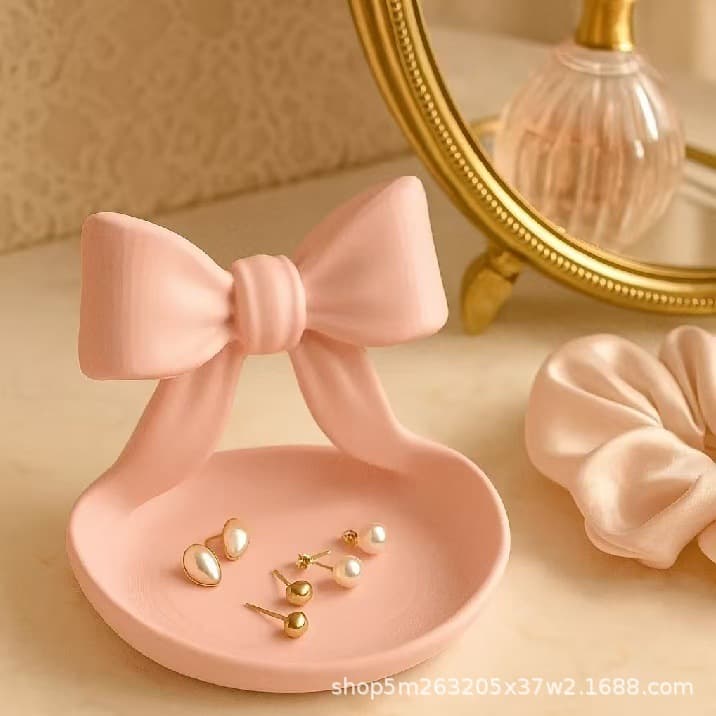 Cross-border new Elegant Key Jewelry Tray elegant bow key jewelry tray decoration