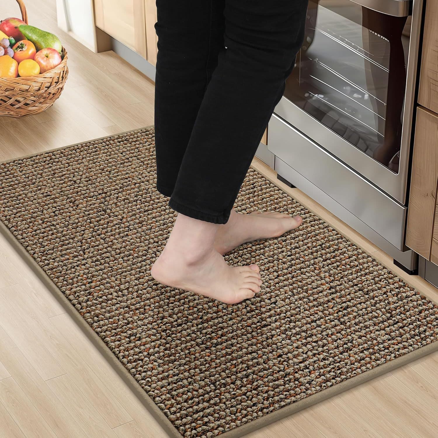 Cross-border Nordic simple imitation linen kitchen mat entry entrance anti-slip dust-resistant washable household foot mat
