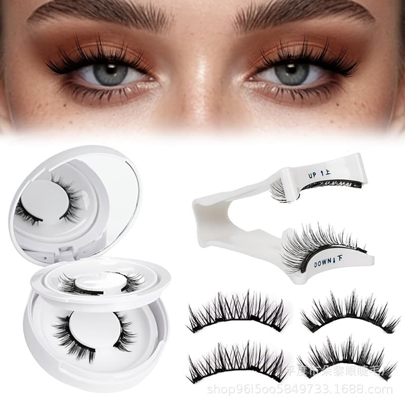 Cross-border Amazon European and American two pairs of magnetic false eyelashes set magnetic glue-free eyelashes European and American natural extension