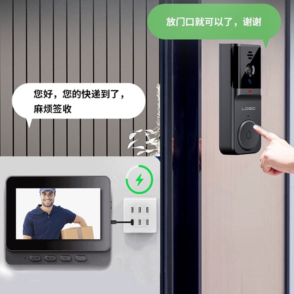 M16S Wireless Video Doorbell 4.3-Inch Display Two-Way Intercom HD Peephole Camera Cross-Border Best Seller