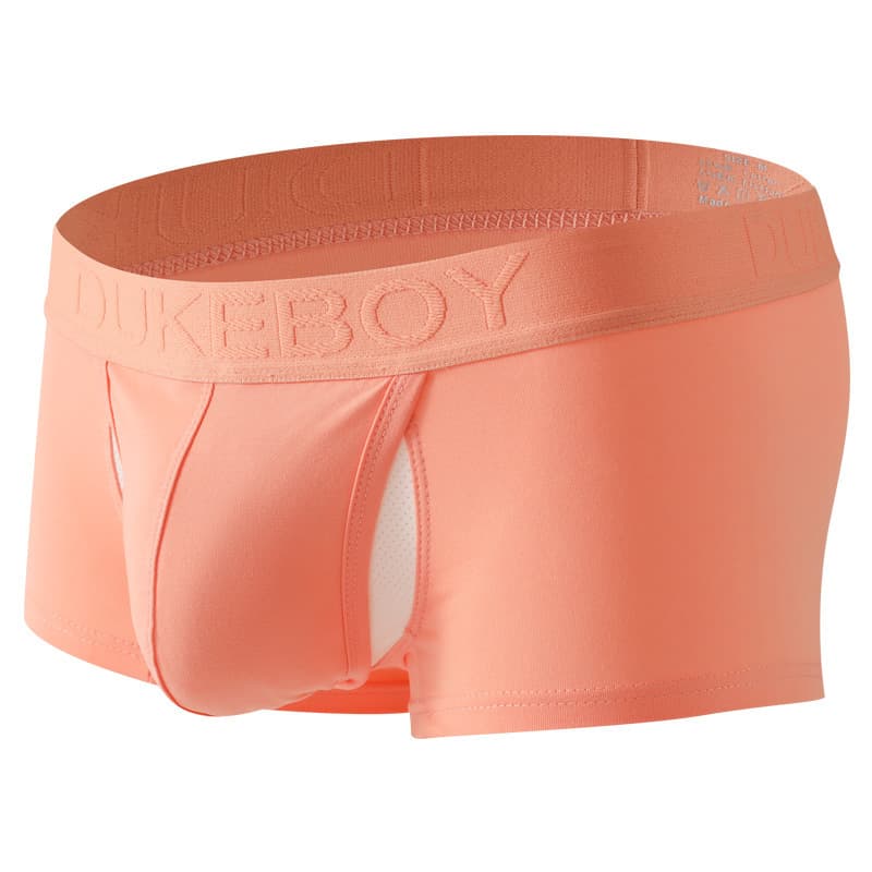 Separate Pouch Men's Boxer Briefs Mid-Rise Cotton Flat Front Underwear with Space Capsule Design and Breathable Double-Side Opening