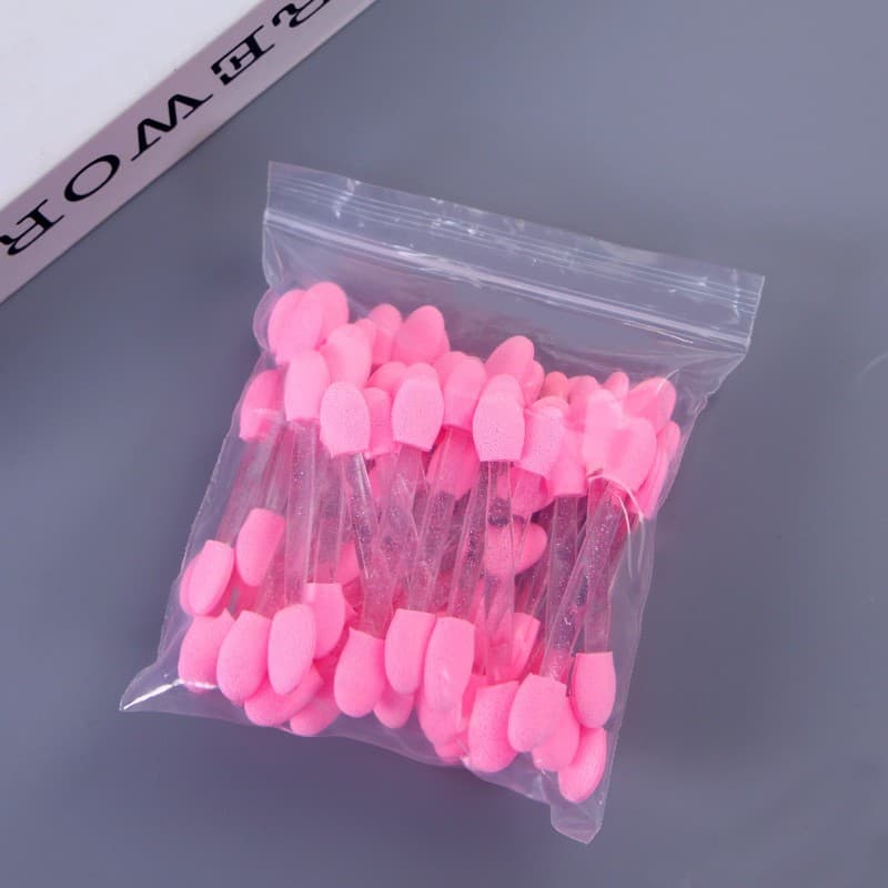 Manufacturer eye shadow brush stick double-ended latex cotton sponge brush 7.5CM makeup tools 50-piece bagged manicure blending brush