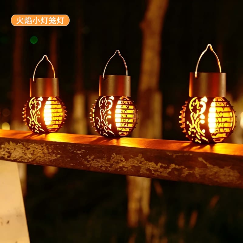 Solar simulated flame hanging light balcony terrace decorative chandelier outdoor waterproof garden courtyard landscape layout light