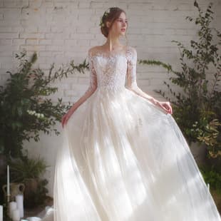 2024 New Autumn Light Wedding Dress for Bride Petite Simple Forest Style Long Sleeve Dreamy Train