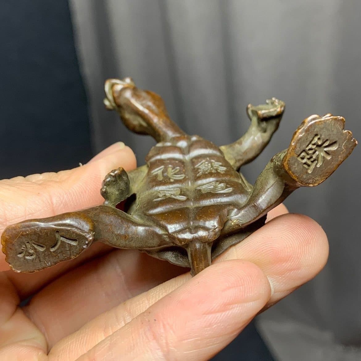 Vintage Copper Turtle Ornament, Purple Copper Turtle Antique Handheld Piece, Old Copperware Collectible