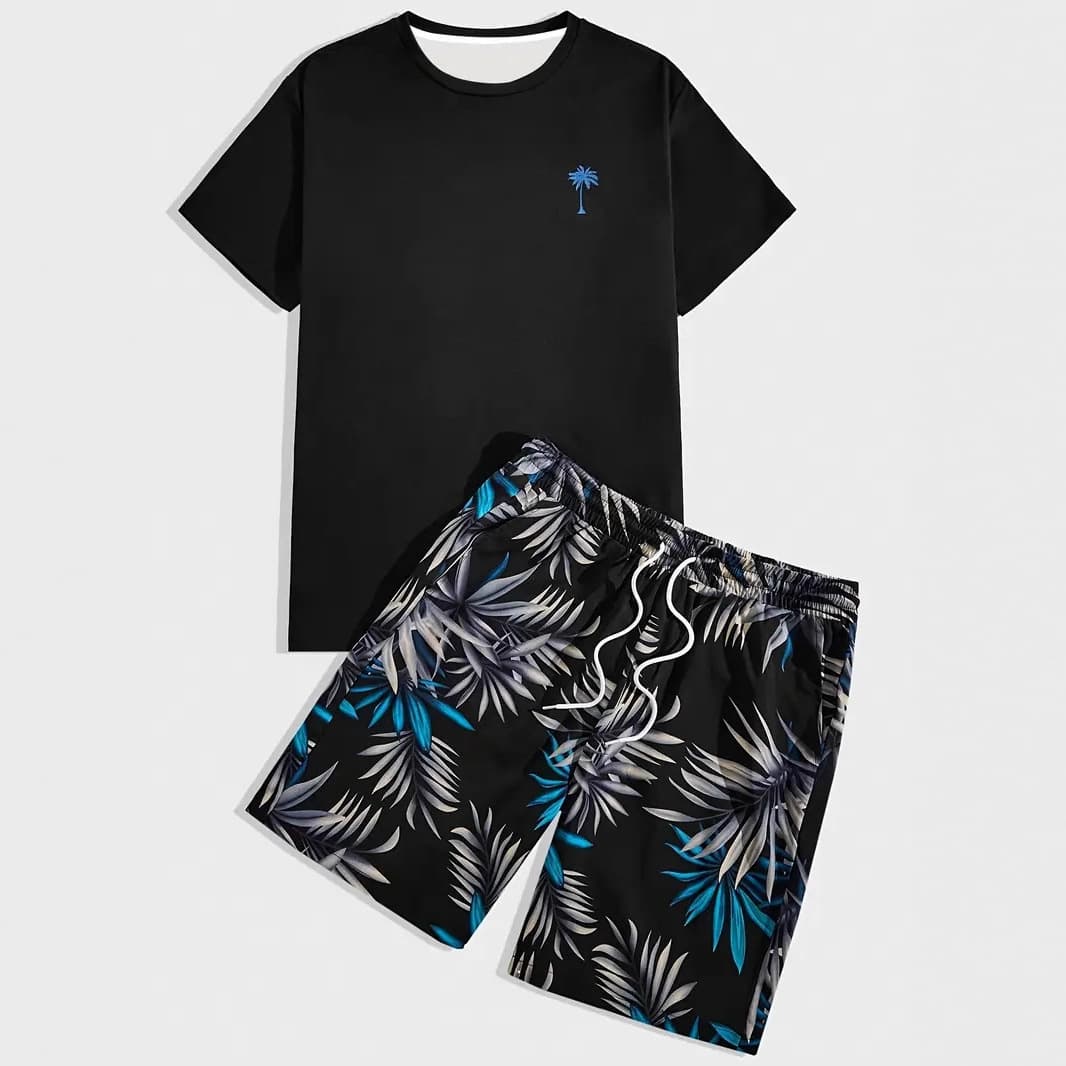 New Summer Tie-Dye Fitness Short Sleeve T-Shirt for Men, Sweat-Absorbing Sportswear Set, Loose and Casual Running Suit