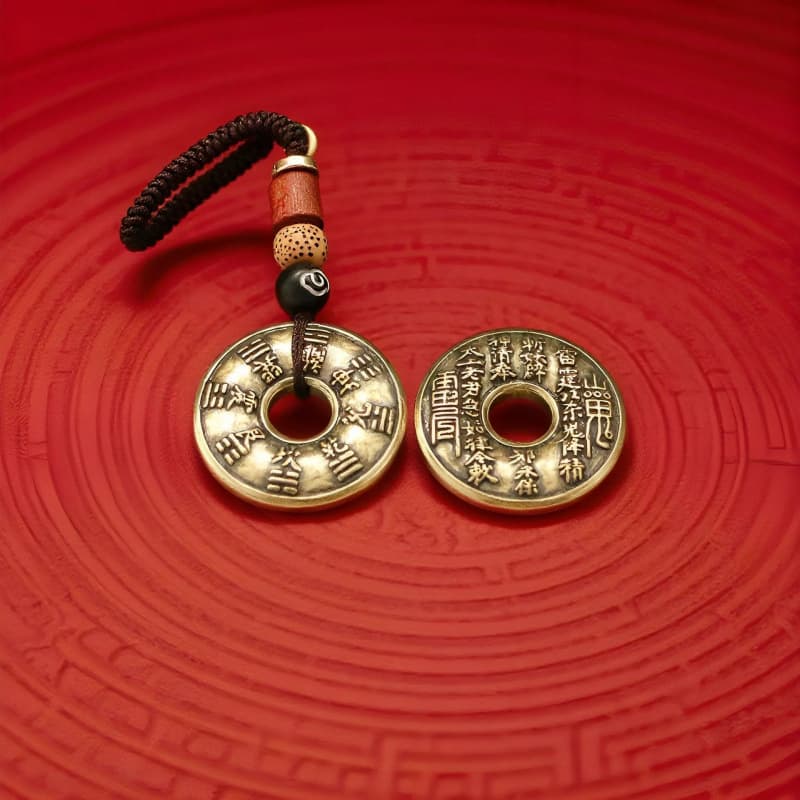 New mountain ghost spending money copper coin collection mountain ghost copper coin antique mountain ghost gossip round hole spending money safe buckle keychain