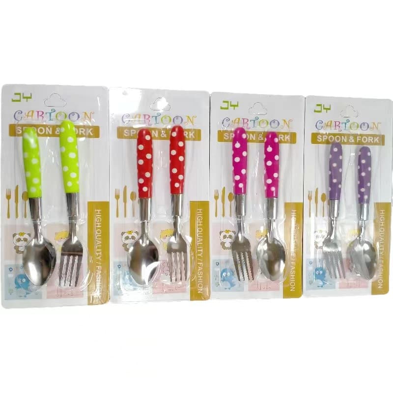 Bead-point suction card stainless steel children's spoon and fork Stainless steel milk spoon and fork tableware Creative and cute children's tableware
