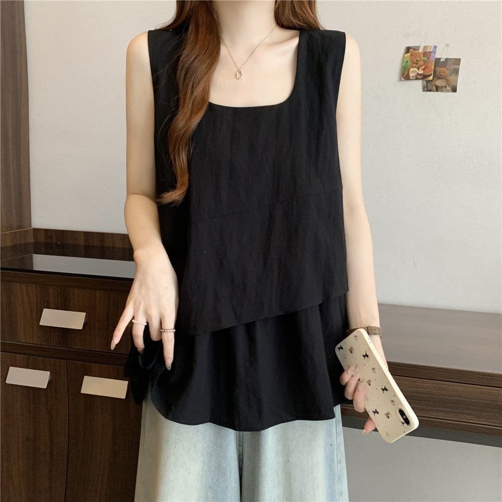 Summer Irregular Design Loose Sleeveless Vest Tank Top 2026 New Style Simple Fashion Versatile Top
