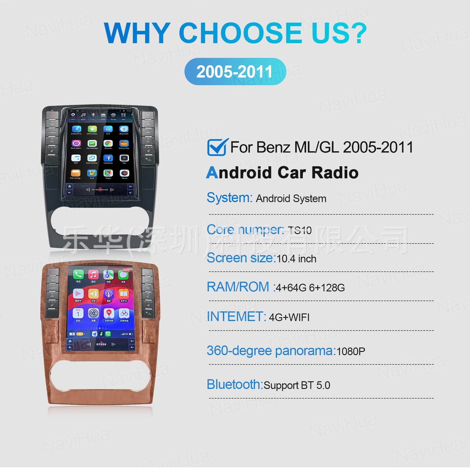 Suitable for 05-11 Mercedes-Benz ML/GL Car Central Control Large Screen Navigation All-In-One Car Radio Android Display