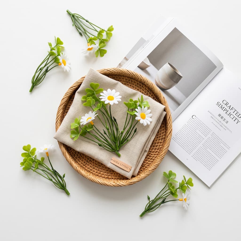 Cross-Border Chamomile and Daisy Artificial Flowers for Home Decoration, Fake Flower Props, Living Room Ornaments, Table Flowers