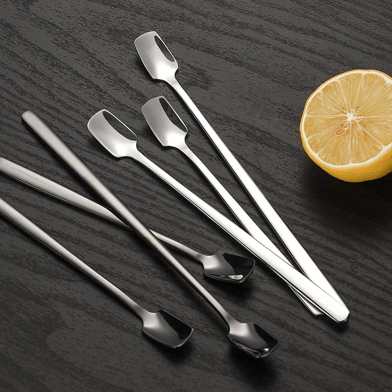 304 Stainless Steel Square Head Spoon Long Handle Stirring Spoon Seasoning Small Spoon Coffee Dessert Spoon Mug Small Spoon