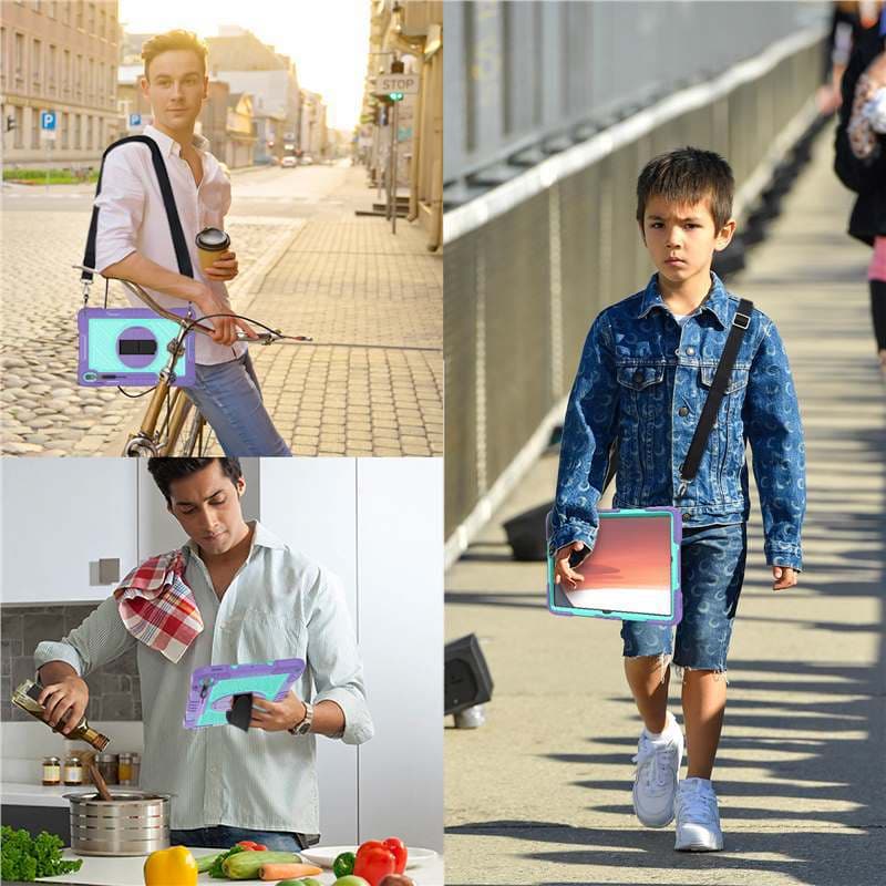 Case for Samsung Tab S10FE+ Tablet with Rotating Stand and Hand Strap, S10FE Full-Body Shockproof Cover A9+