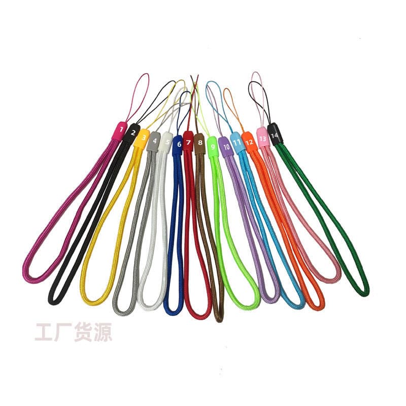 Factory 3.0mm round nylon phone lanyard wrist strap USB colorful short lanyard flashlight camera hanging rope