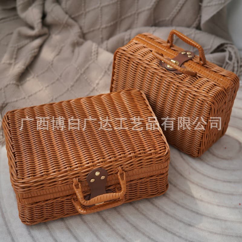 Imitation Woven Rattan Gift Box, Versatile for Dragon Boat Festival, Mid-Autumn, and Spring Festival, Souvenir Box, Festival Delicacy
