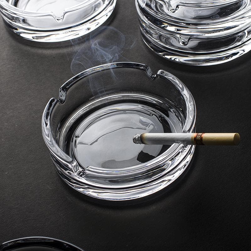 [Logo Available] Home Glass Ashtray for Living Room Office, Anti-Ash Dispersion, Creative Commercial Ashtray