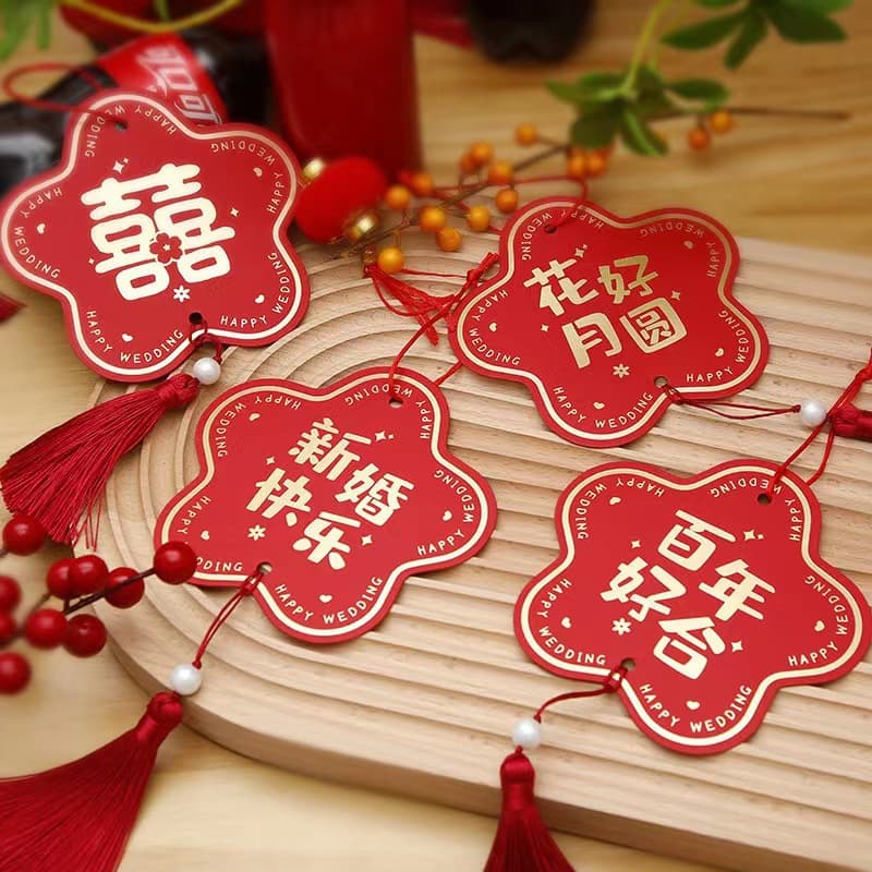 Wholesale from Manufacturer: New Wedding Room Hanging Decor, Wedding Arrangement Pendants, Plum Blossom Hanging Cards, Creative Green Plant Door Handle Decorations