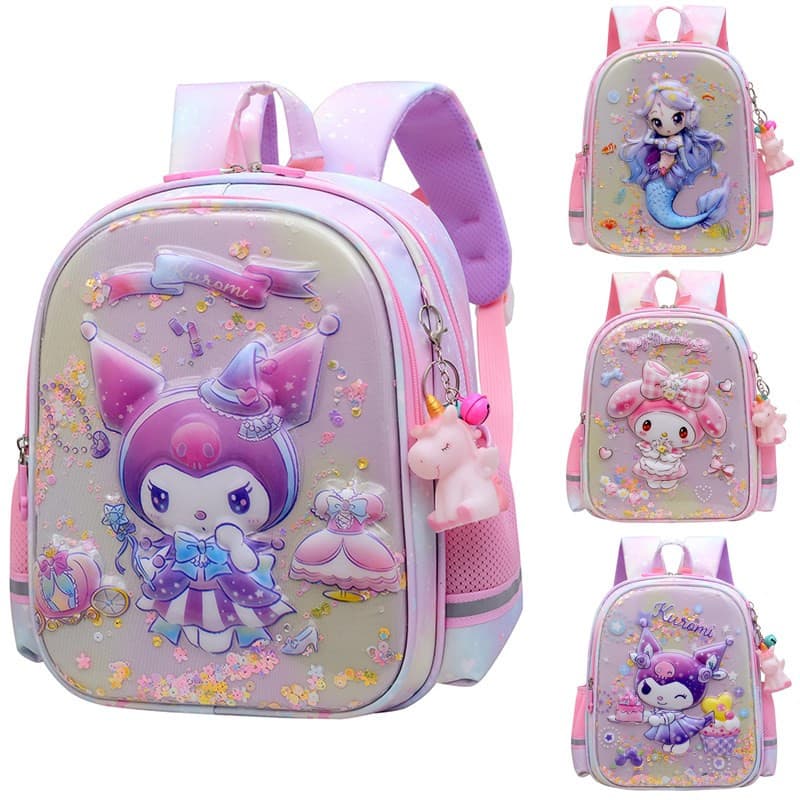 Cute Kuromi Kindergarten School Bag 4-6 Years Old Middle and Large Class Backpack Preschool Girls Children's Hard Shell Bag