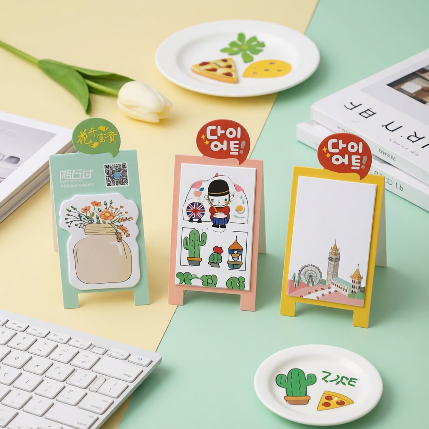 Wholesale 3D Stand Sticky Notes Lucky Cat Shaped Cartoon Portable Stickers Office Memo Creative Sticky Note Pad