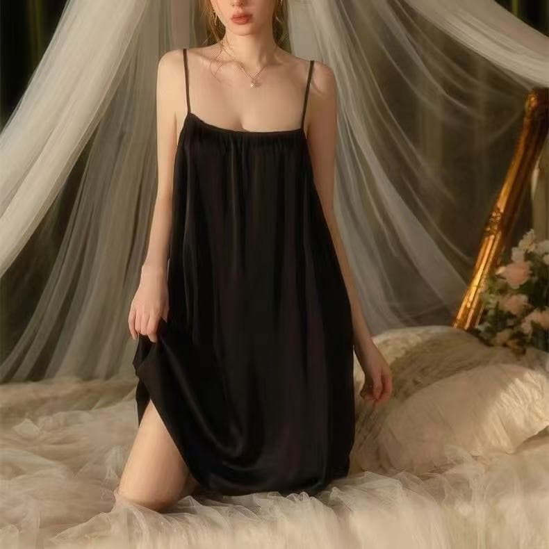 2026 New Plus Size Women's Sleepwear Thin Backless Camisole Dress Mid-Length Home Nightgown Thin Straps Sleep