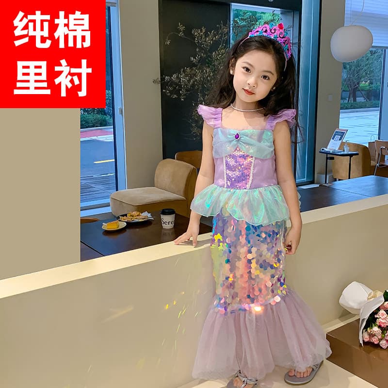 2022 Christmas Skirt Baby Performance Costume Children's Sequin Fishtail Dress Mermaid Princess Dress Girls