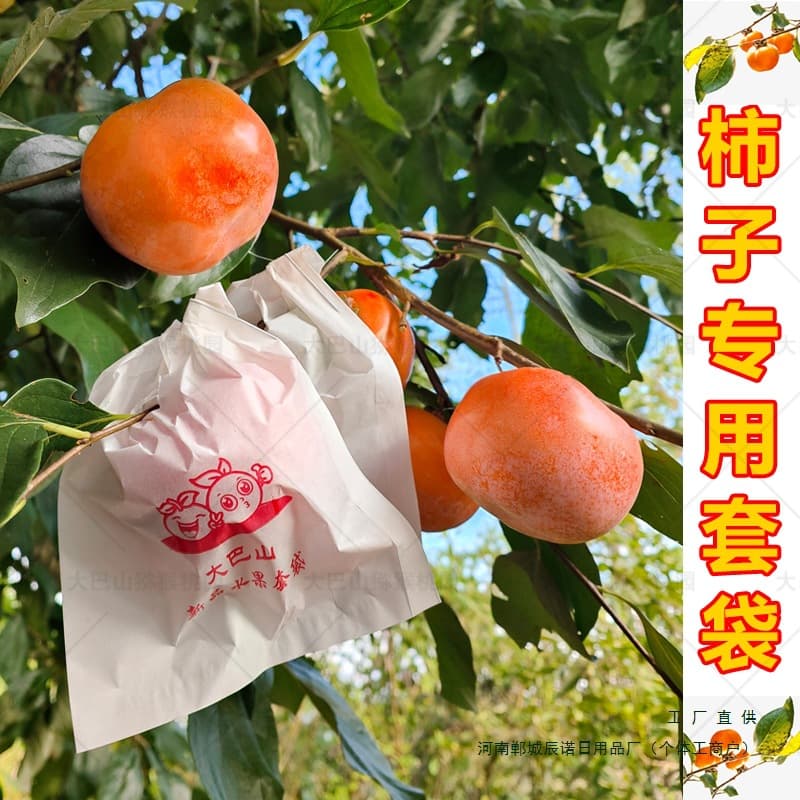 Persimmon Fruit Bagging Bags White Wood Pulp Paper Navel Orange Citrus Pomegranate Tomato Akebia Fruit Waterproof Insect-Proof Wholesale