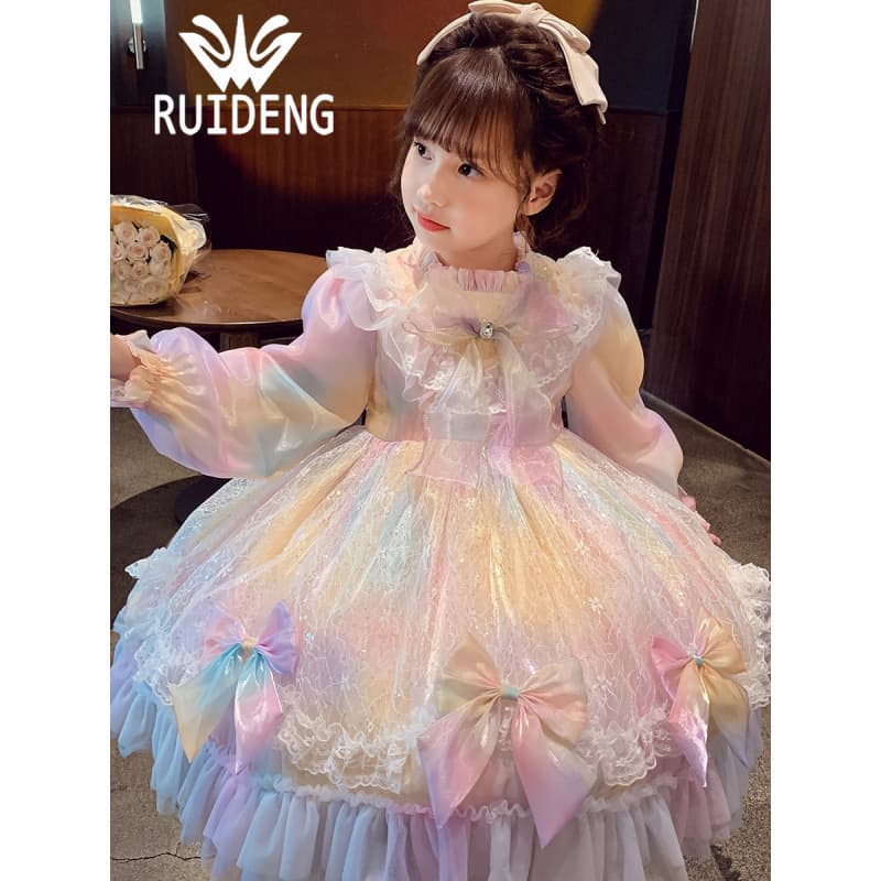 Girls Lolita Glowing Princess Dress Spring 2025 New Fashionable Children's Dress
