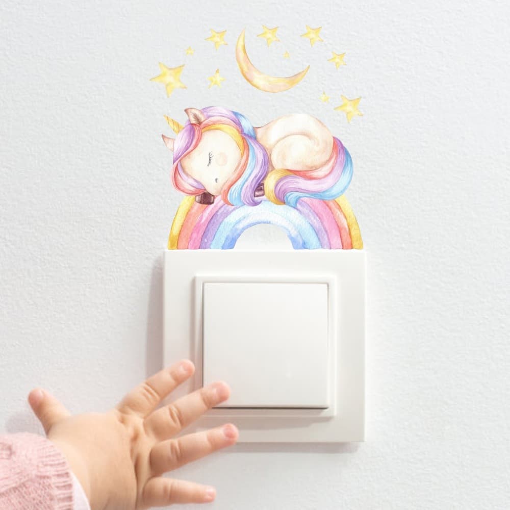 Aike DD1106 New Rainbow Unicorn Switch Sticker Living Room Bedroom Wall Switch Layout Self-Adhesive Sticker